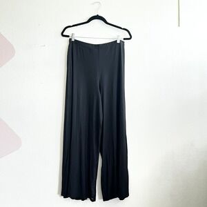 Tadashi Shoji Women's XL Black Mesh Overlay Palazzo Wide Leg High Rise Pants